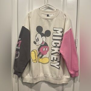 COPY - Rare ‘Top M League’ Disney Brand Mickey Mouse grey and pink sleeve Sweat…
